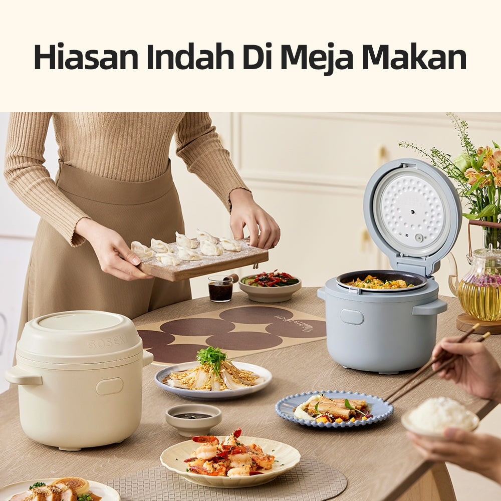 Soseki Rice Cooker Cantik Putih Bisa di atas meja 1,2 Liter 2 Cup